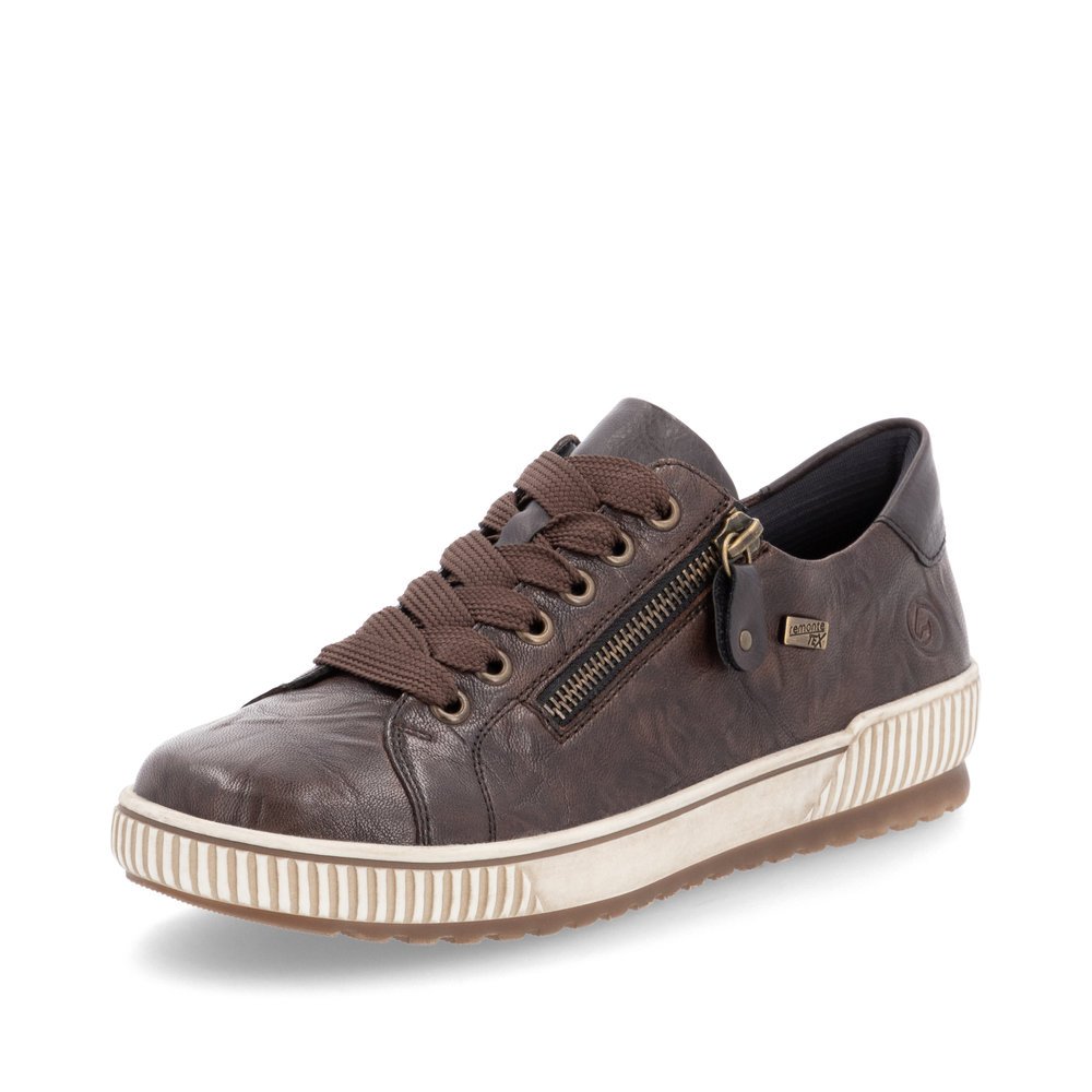 Coffee brown remonte women´s lace-up shoes D0700-25 with remonteTEX technology. Shoe laterally.