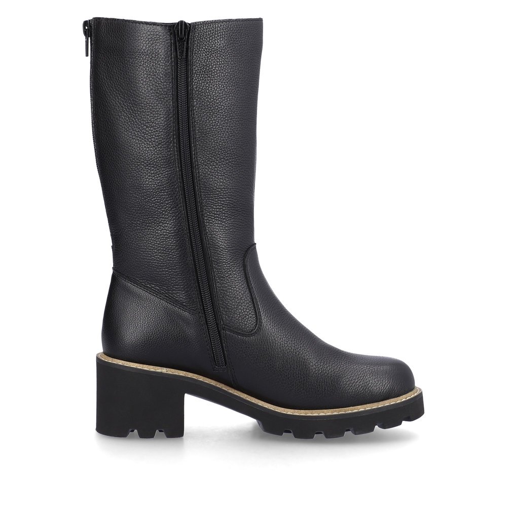 Black remonte women´s ankle boots D0A78-01 with a zipper as well as comfort width G. Shoe inside.