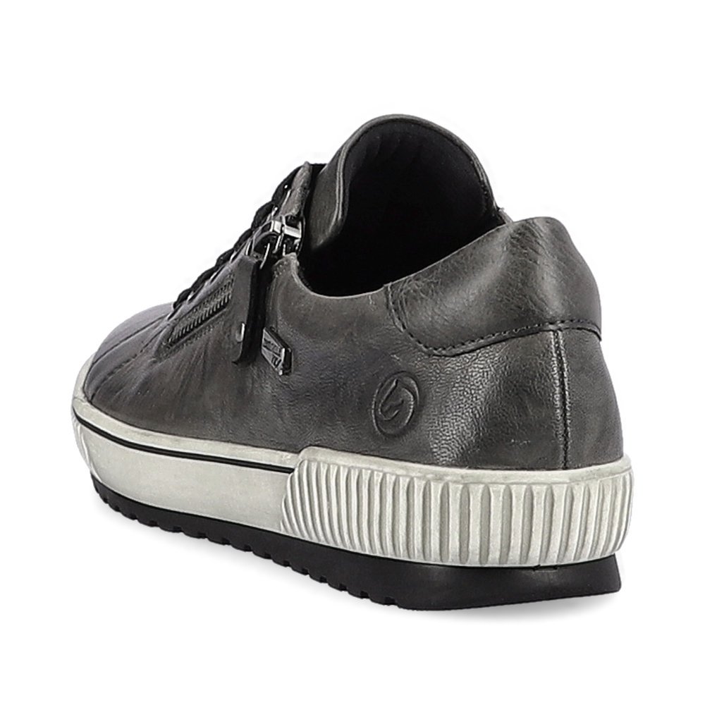 Granite grey remonte women´s lace-up shoes D0700-42 with remonteTEX technology. Shoe from the back.