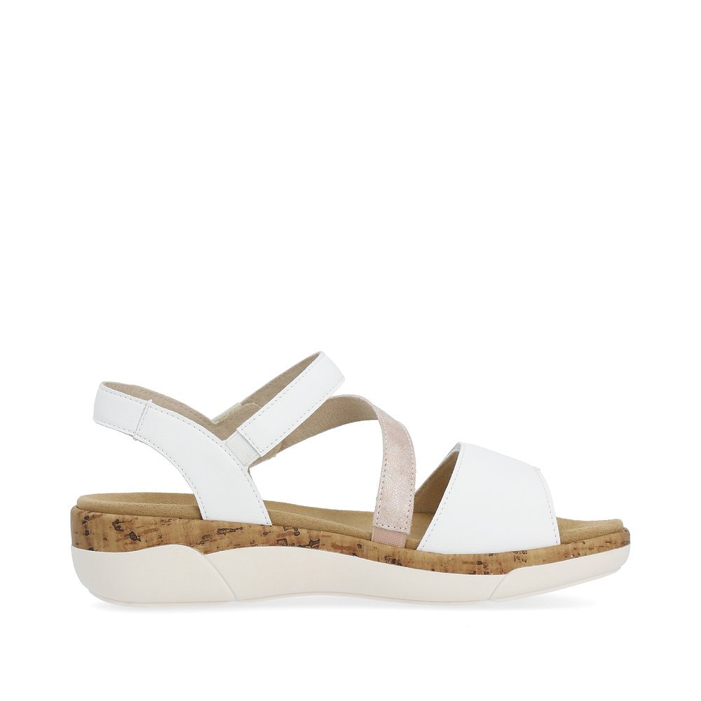 Star white remonte women´s strap sandals R6860-80 with a hook and loop fastener. Shoe inside.