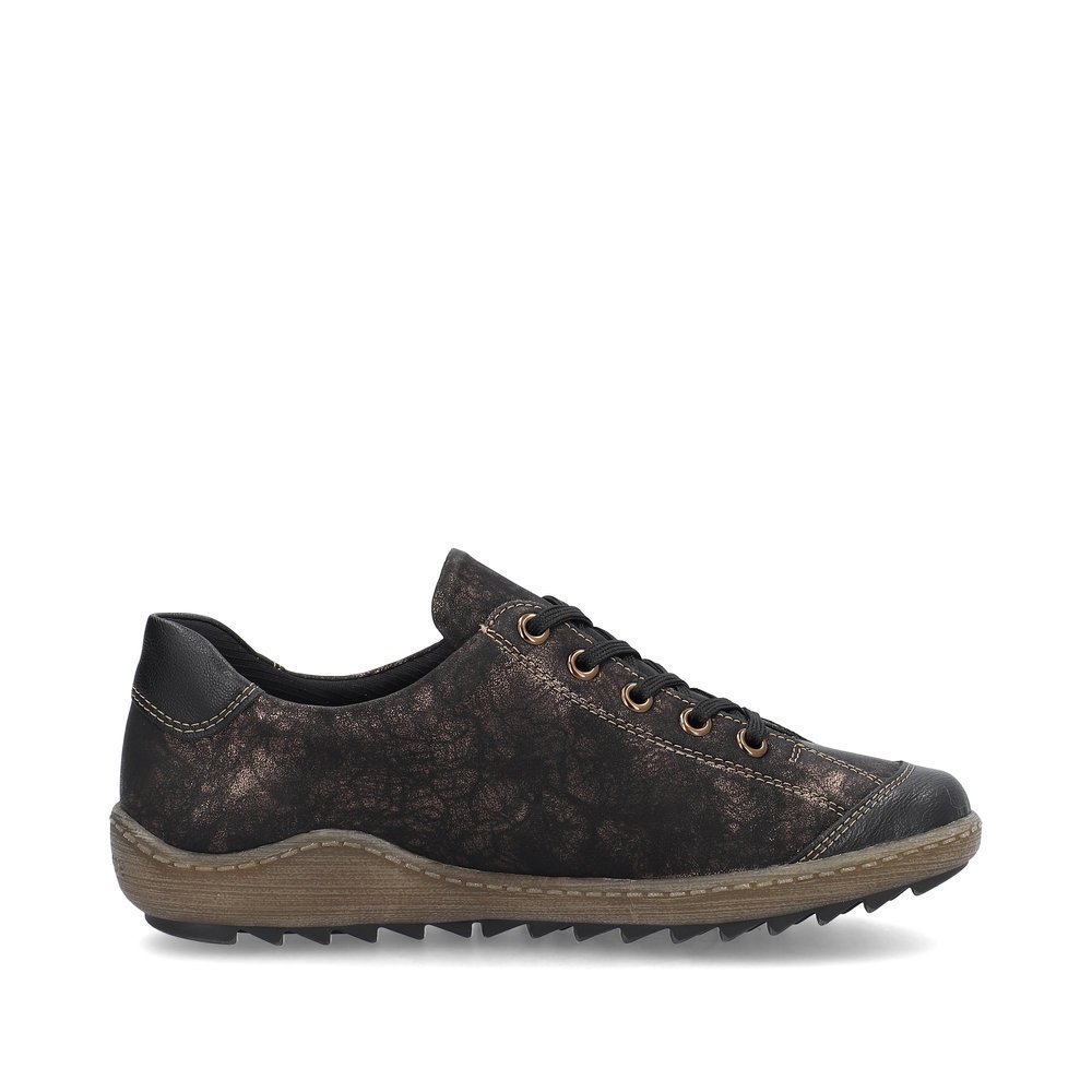 Chaussures à lacets remonte noires pour femme R1402-07. Intérieur de la chaussure.