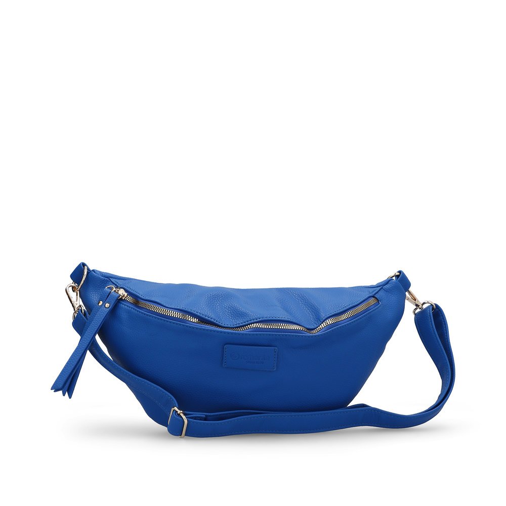 remonte belt bag Q0802-14 in blue with zipper and detachable shoulder strap. Front.