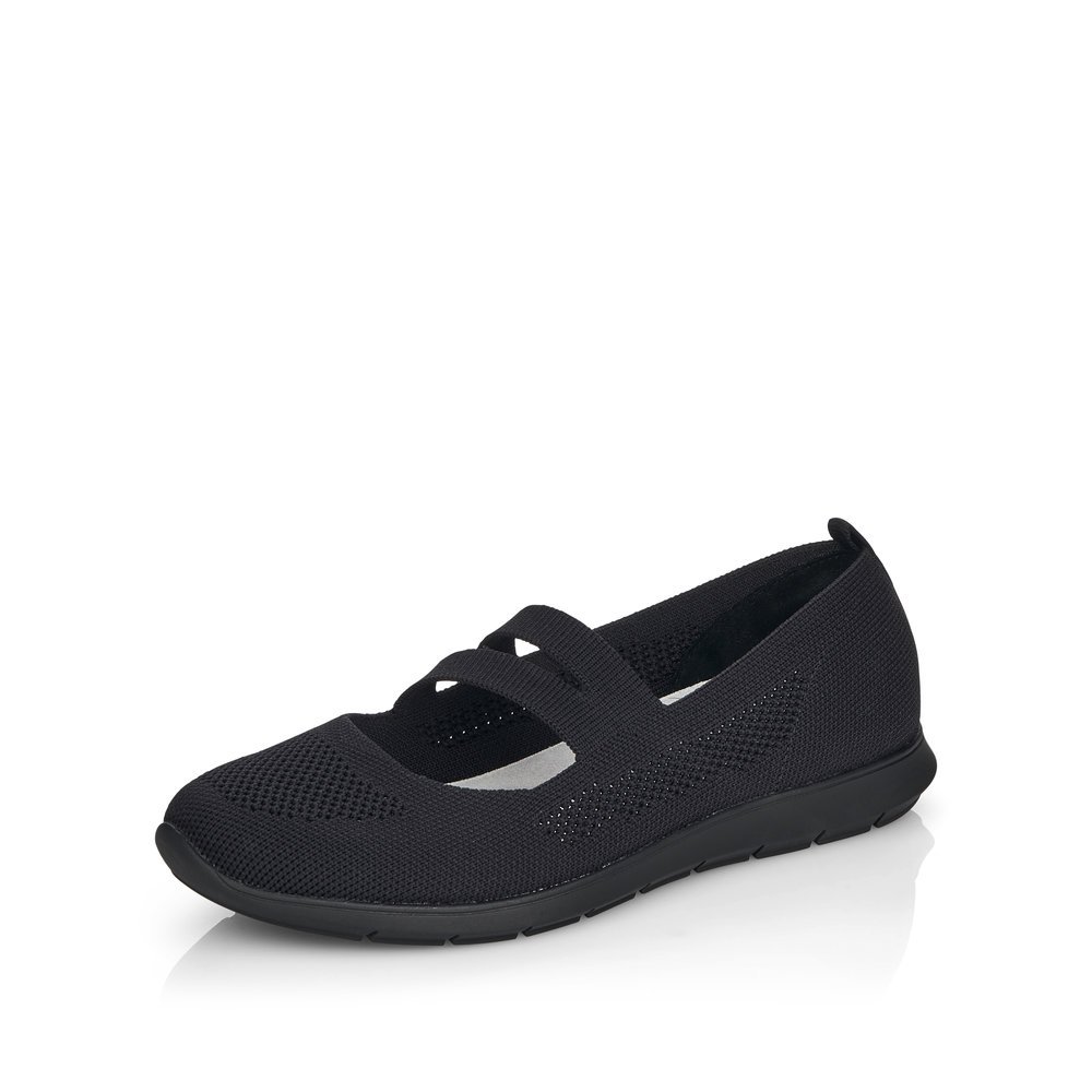 Black remonte women´s ballerinas R7102-01 with elastic insert and comfort width G. Shoe laterally.
