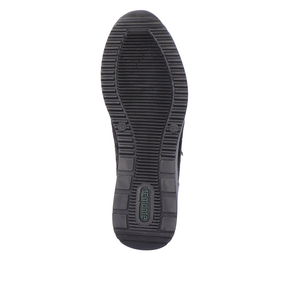 Baskets remonte noires pour femme D2401-02 avec fermeture éclair. Semelle extérieure de la chaussure.