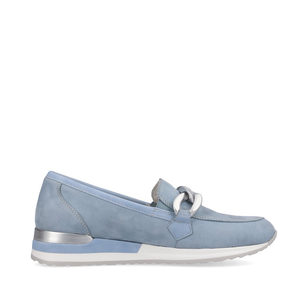 Blue remonte women´s loafers R2544-10 with stylish chain. Shoe inside.