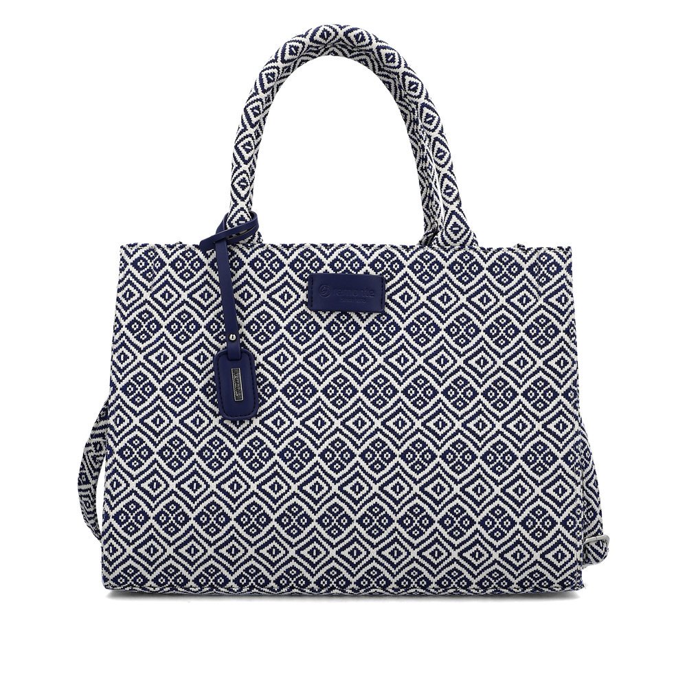 remonte shopper Q0762-14 in blue with zipper, detachable shoulder strap and additional small pocket. Front.