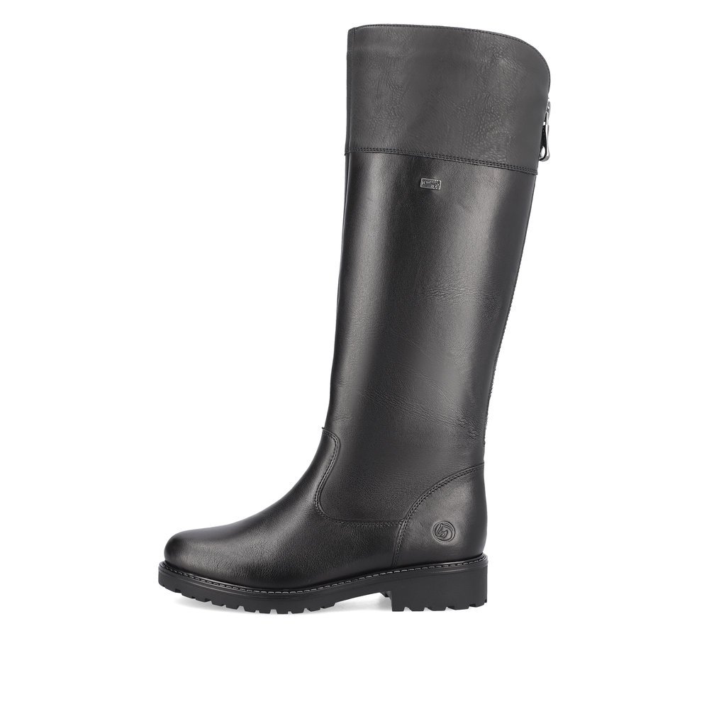 Midnight black remonte women´s high boots R6581-04 with remonteTEX technology. Outside of the shoe.