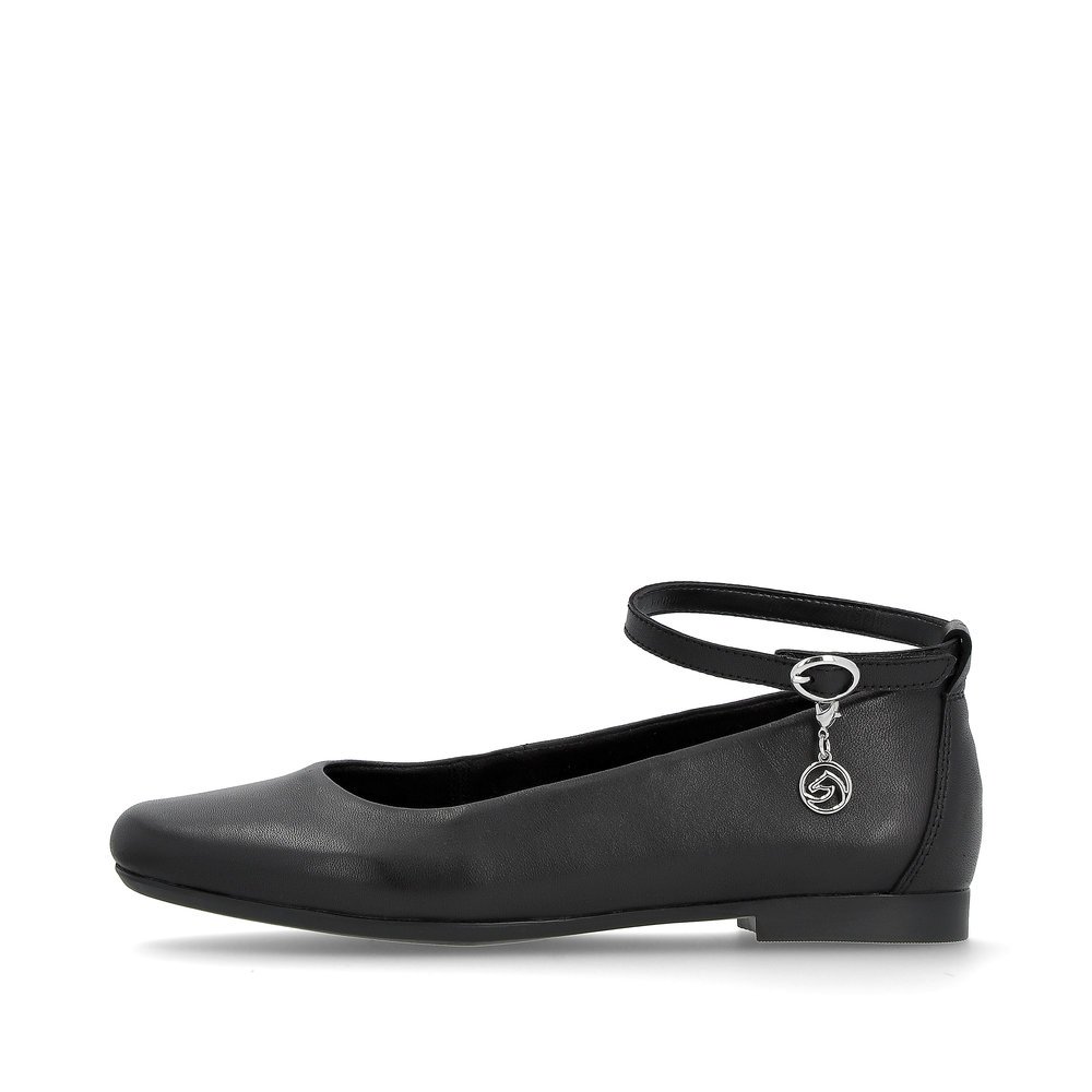 Steel black remonte women´s slingback pumps D0K03-00 with a hook and loop fastener. Outside of the shoe.