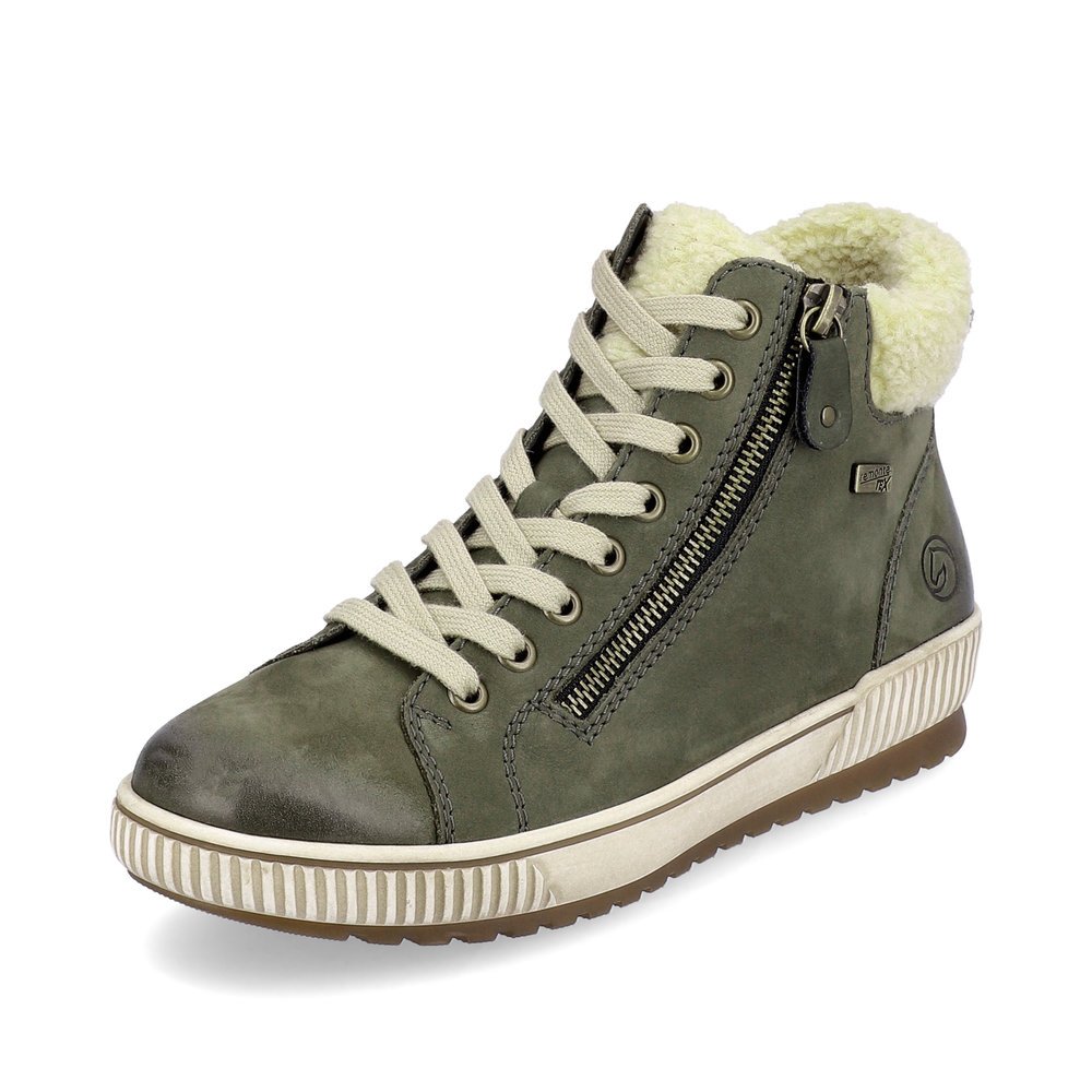 Fir green remonte women´s lace-up shoes D0770-54 with remonteTEX technology. Shoe laterally.