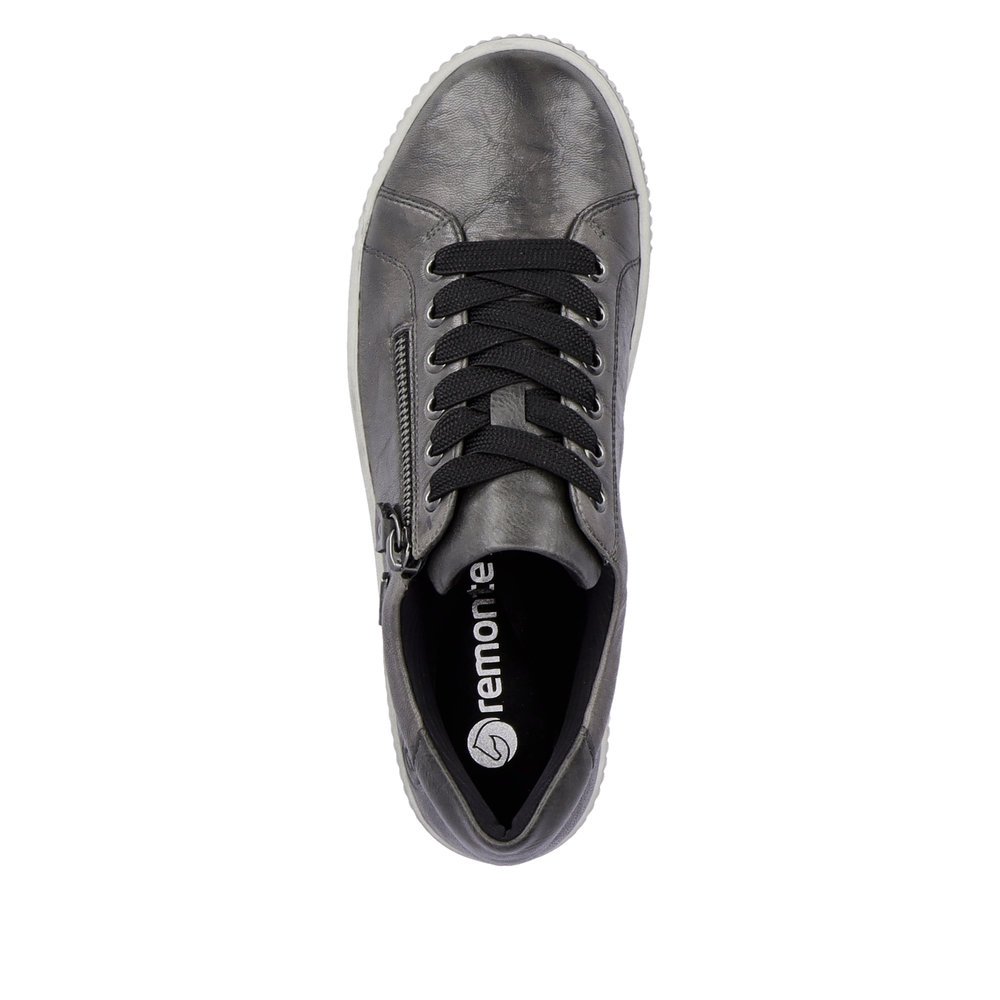 Granite grey remonte women´s lace-up shoes D0700-42 with remonteTEX technology. Shoe from the top.