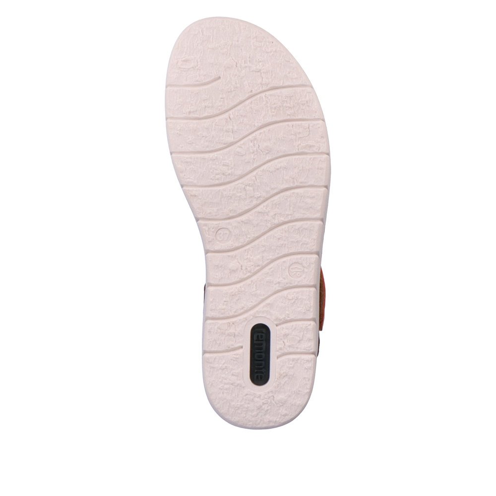 remonte sandales à lanières marron femmes D2050-25 avec fermeture velcro. Semelle extérieure de la chaussure.