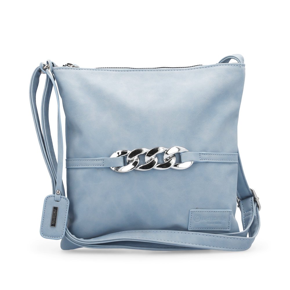 remonte handbag Q0626-12 in blue with zipper, two small inner pockets and individually adjustable shoulder strap. Front.