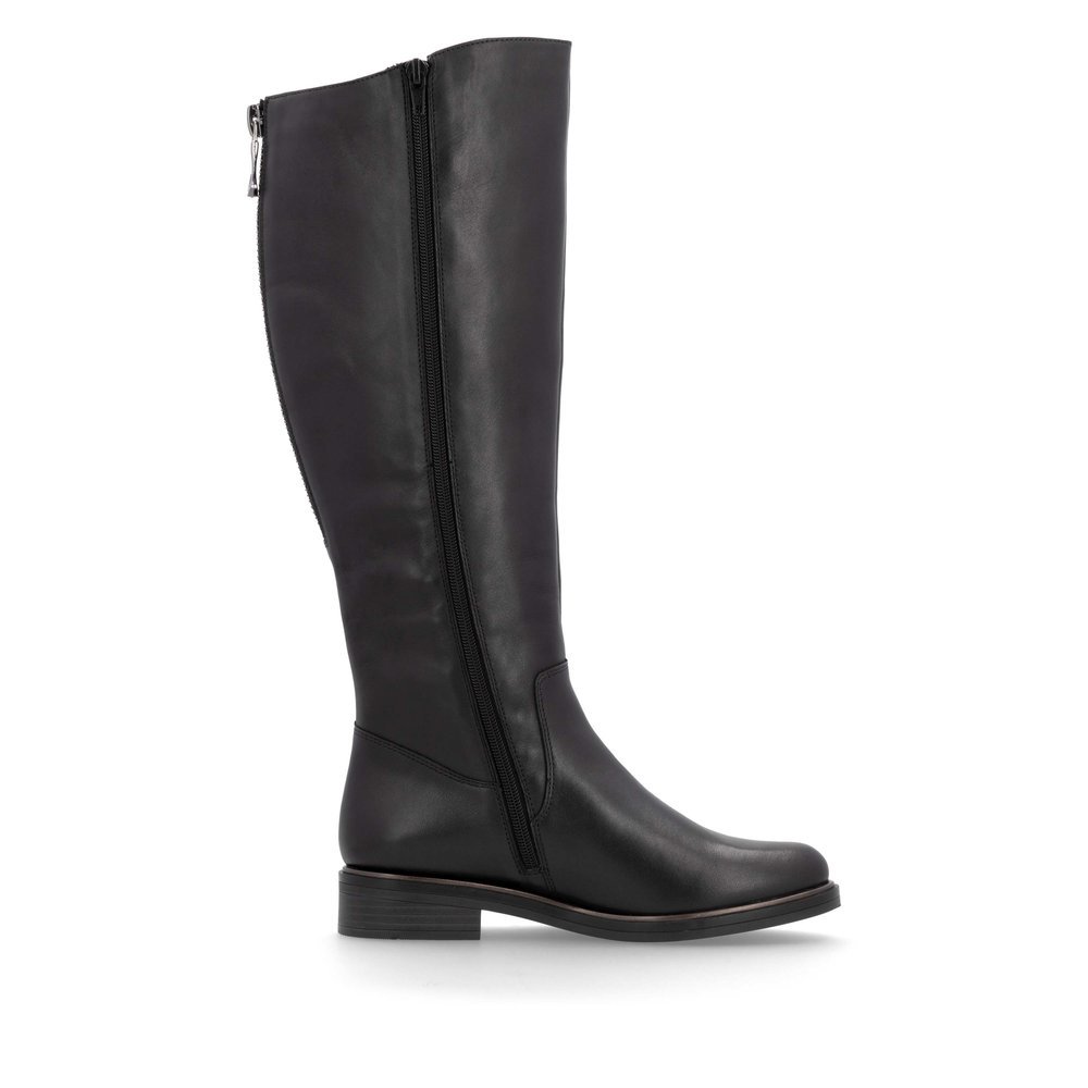 Bottes à tige haute remonte noires pour femme D8391-00. Intérieur de la chaussure.