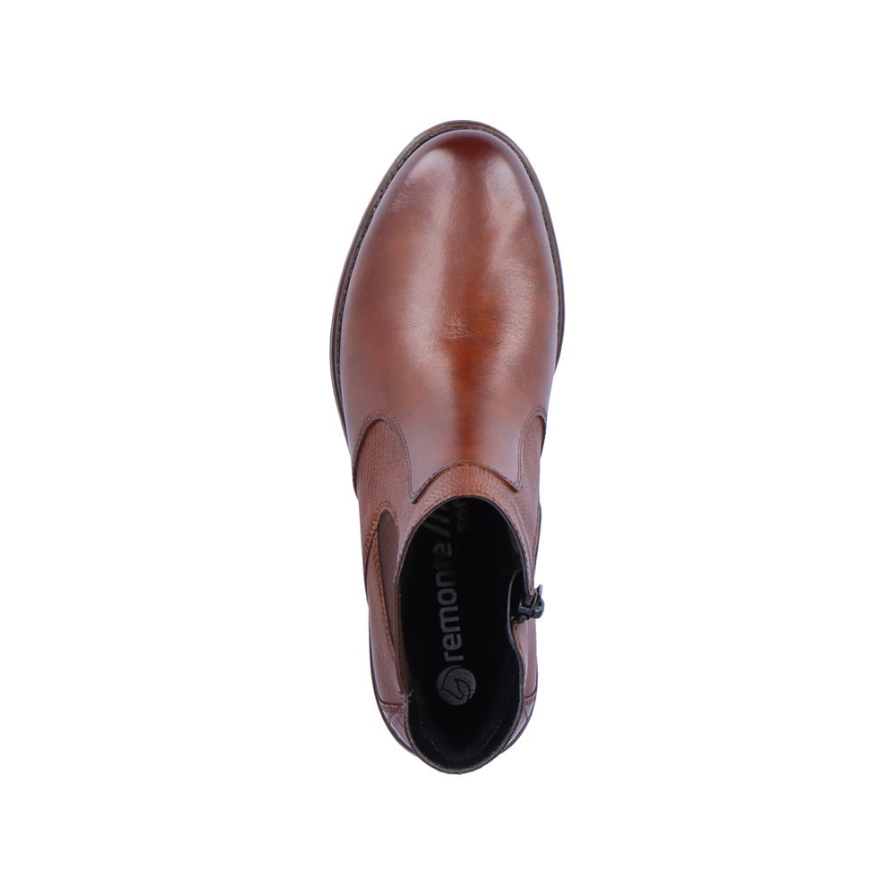 Bottes Chelseas remonte marron pour femme D0F70-22 avec fermeture éclair. Chaussure vue de dessus.