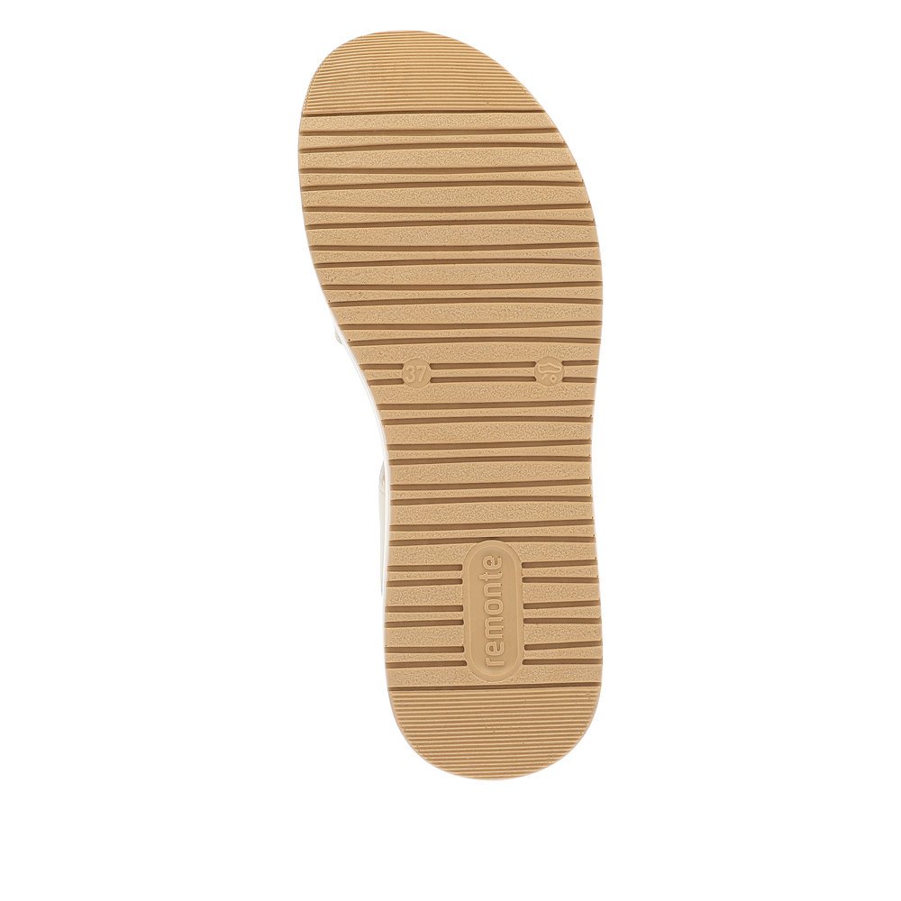 remonte sandales à lanières beiges femmes D1J51-80 avec fermeture velcro. Semelle extérieure de la chaussure.