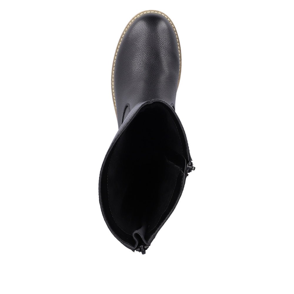 Black remonte women´s ankle boots D0A78-01 with a zipper as well as comfort width G. Shoe from the top.