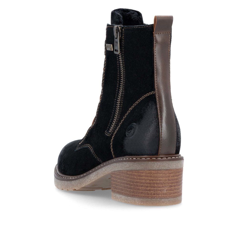 Urban black remonte women´s ankle boots D1A76-03 with remonteTEX technology. Shoe from the back.