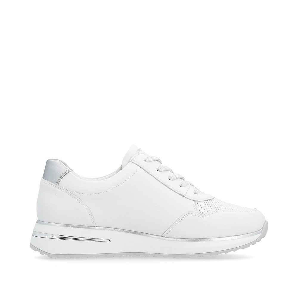 White remonte women´s sneakers D1G00-80 with zipper and cut-outs on the side. Shoe inside.