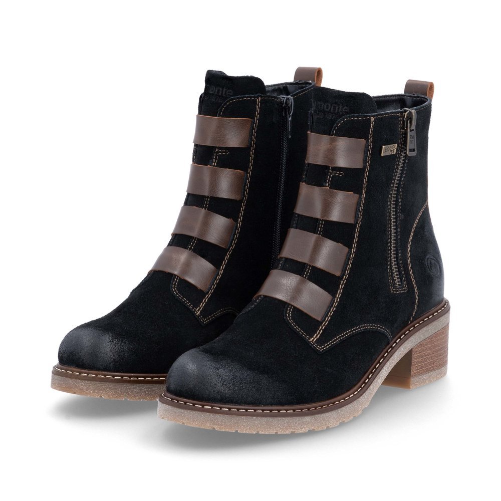 Urban black remonte women´s ankle boots D1A76-03 with remonteTEX technology. Shoes laterally.