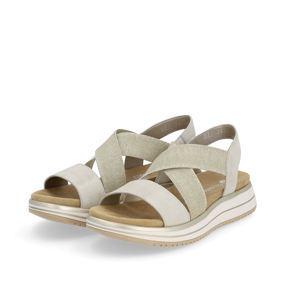 Golden remonte women´s strap sandals D1J50-90 with an elastic insert. Shoes laterally.