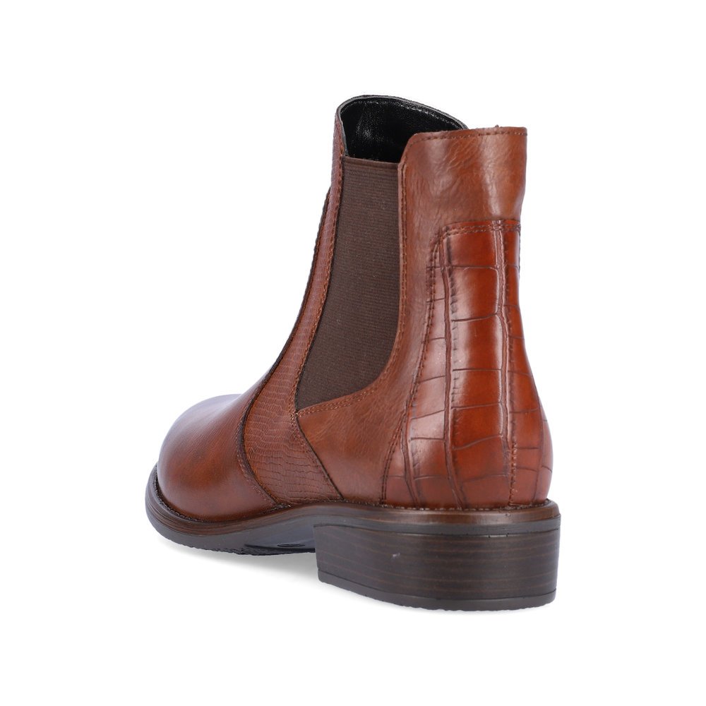 Bottes Chelseas remonte marron pour femme D0F70-22 avec fermeture éclair. Chaussure vue de l'arrière.