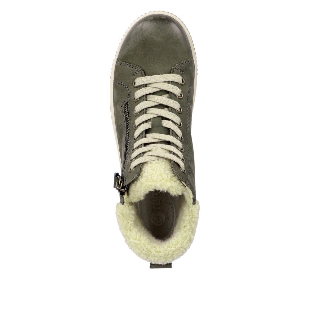 Fir green remonte women´s lace-up shoes D0770-54 with remonteTEX technology. Shoe from the top.