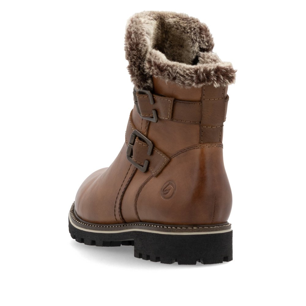 Fox brown remonte women´s ankle boots D8484-24 with remonteTEX technology. Shoe from the back.