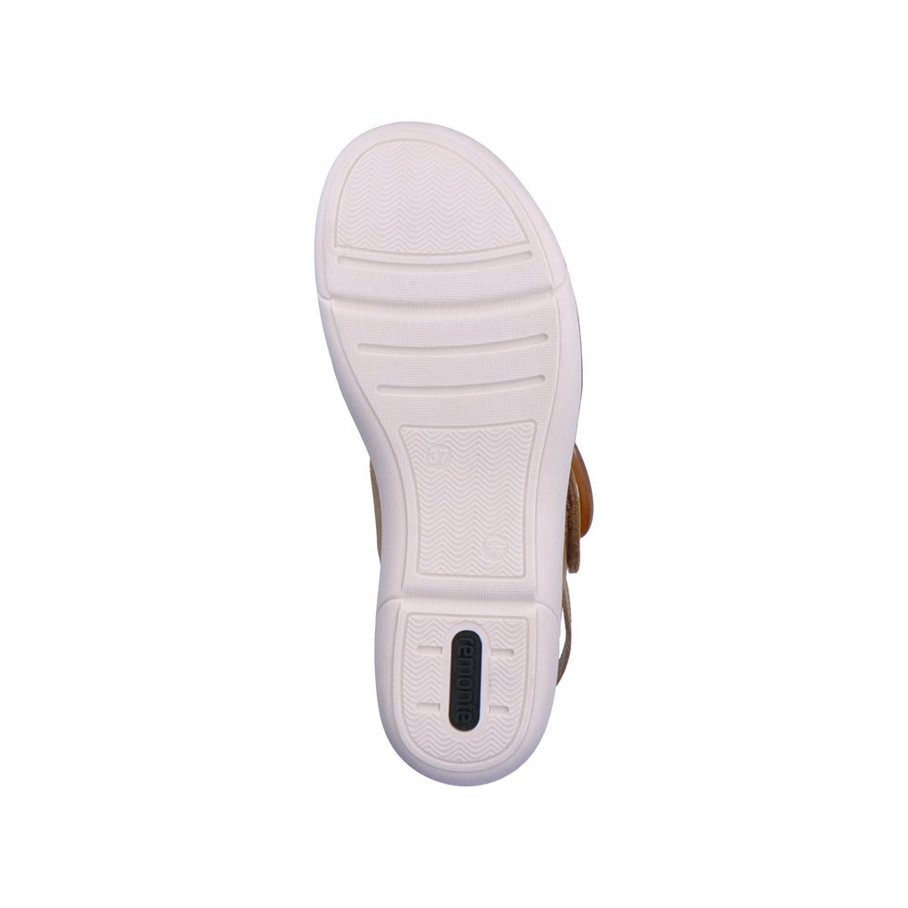 Beige remonte women´s strap sandals R6853-60 with a hook and loop fastener. Outsole of the shoe.