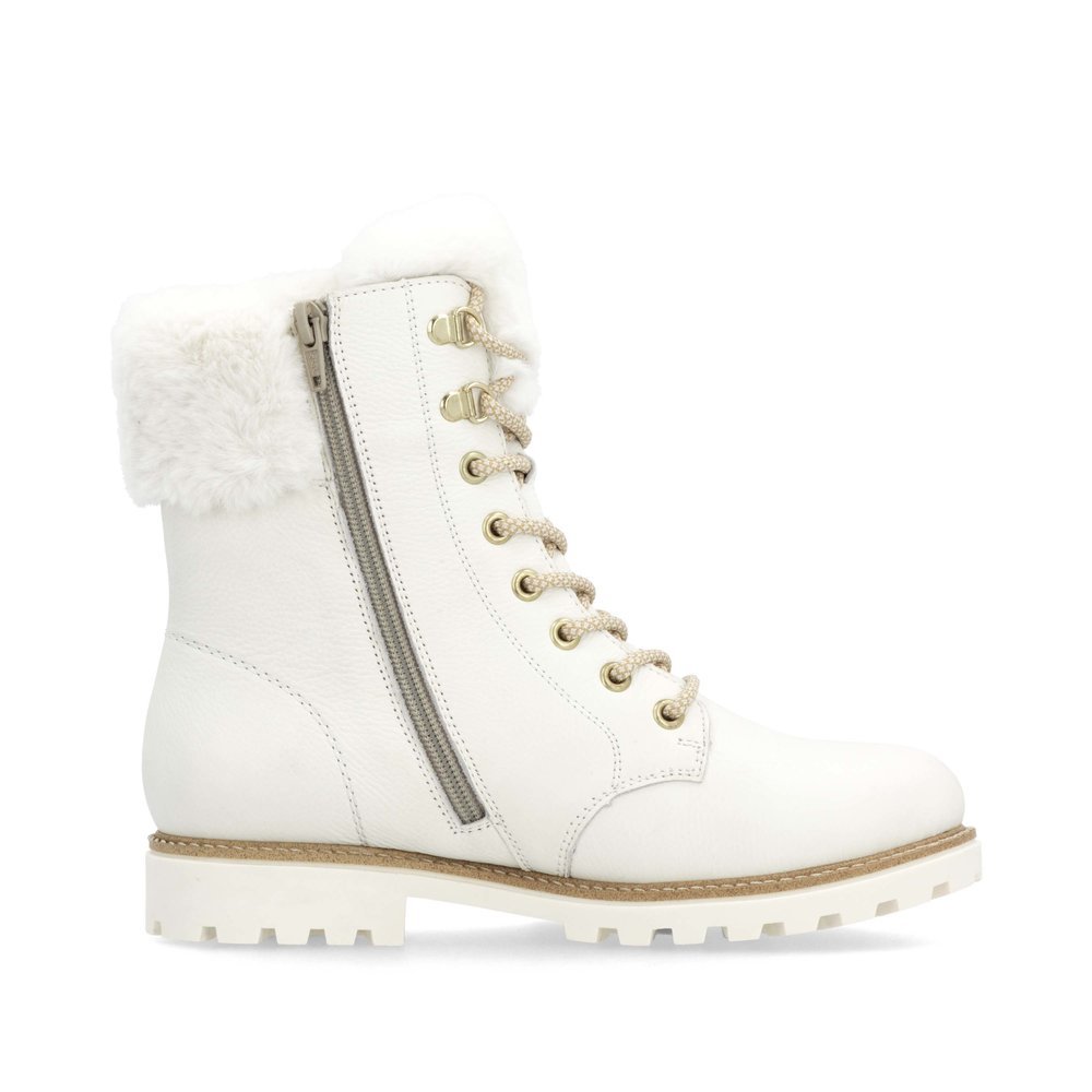 Bottes à lacets remonte blanches femme D8481-80 avec membrane remonteTEX. Intérieur de la chaussure.