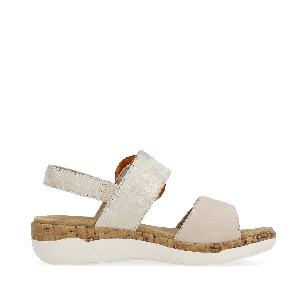 Clay beige remonte women´s strap sandals R6853-61 with a hook and loop fastener. Shoe inside.