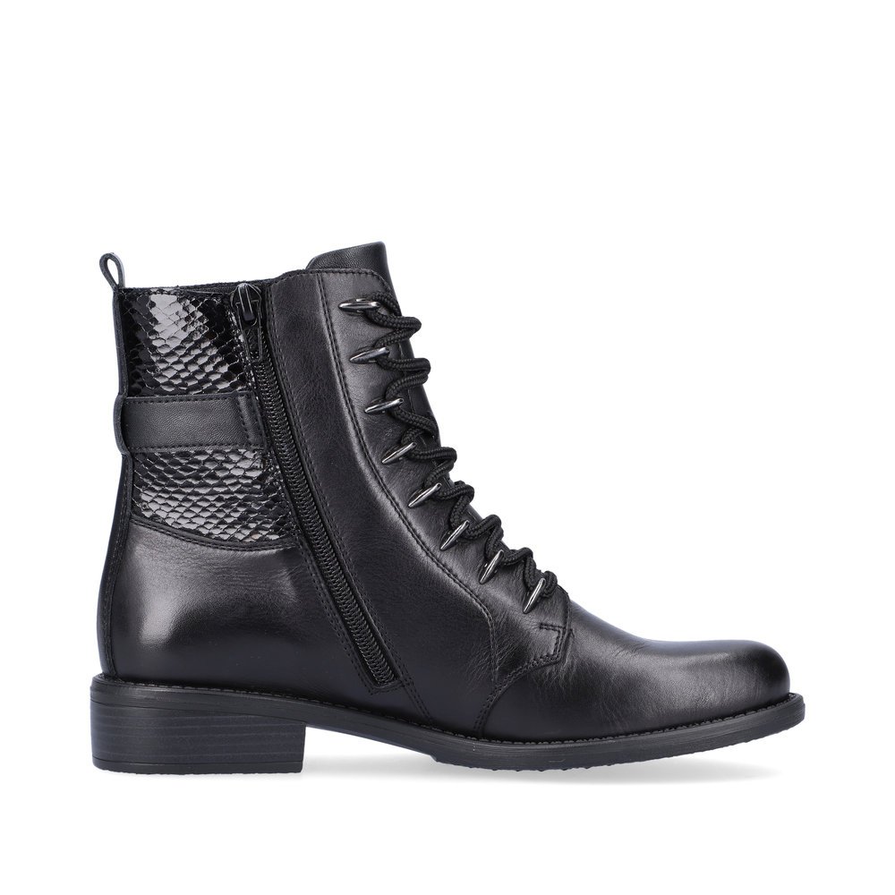 Bottes des motards remonte noires pour femme D0F72-01. Intérieur de la chaussure.