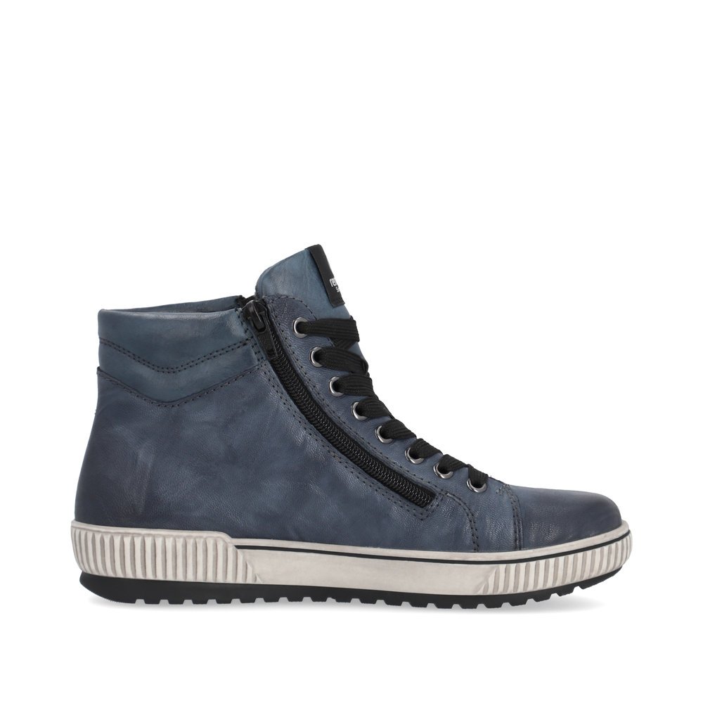 Blaue remonte Damen Schnürstiefel D0772-14 mit wasserabweisender TEX-Membran. Schuh Innenseite.