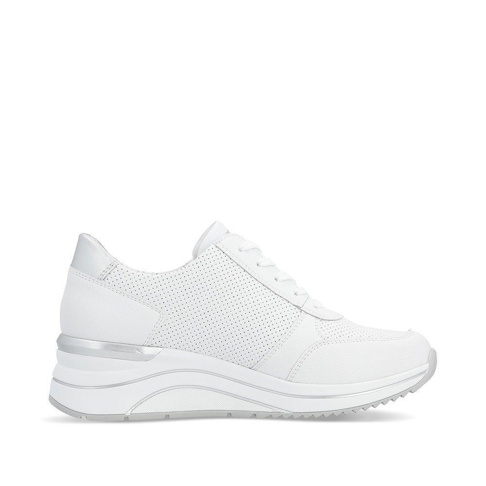 White remonte women´s sneakers D0T06-80 with zipper and extra width H. Shoe inside.