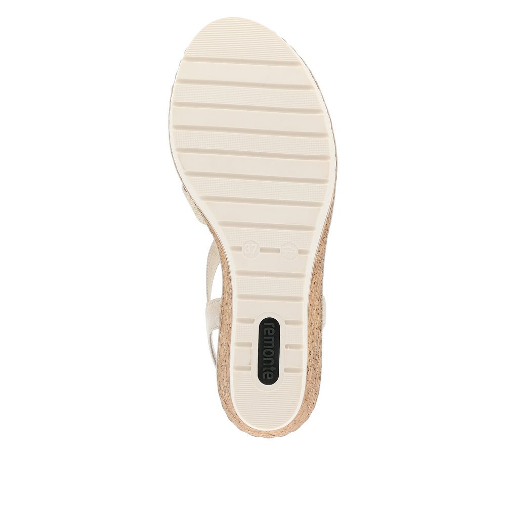 Golden remonte women´s wedge sandals R6264-90 with an elastic insert. Outsole of the shoe.