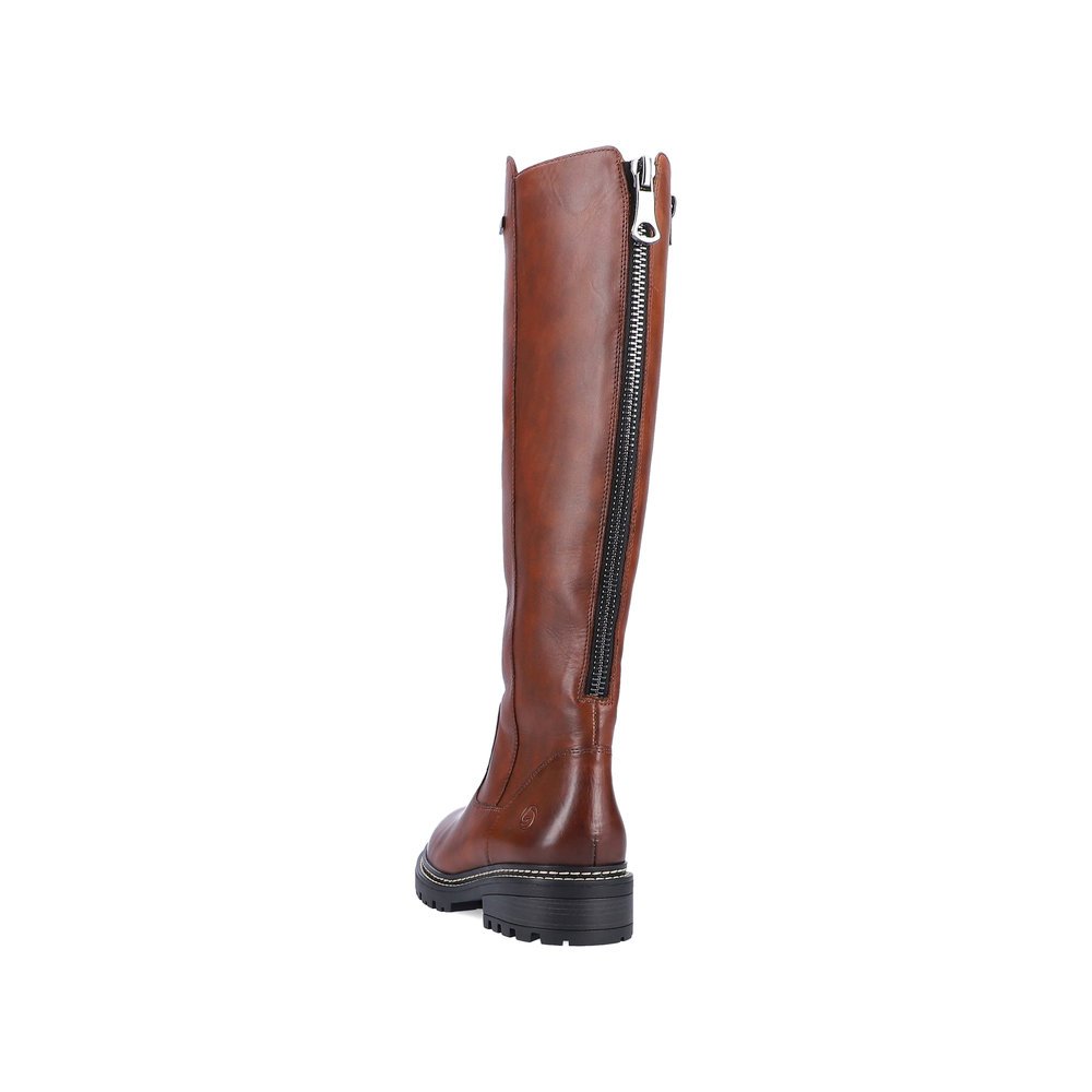 Maroon remonte women´s high boots D0B72-22 with remonteTEX technology. Shoe from the back.