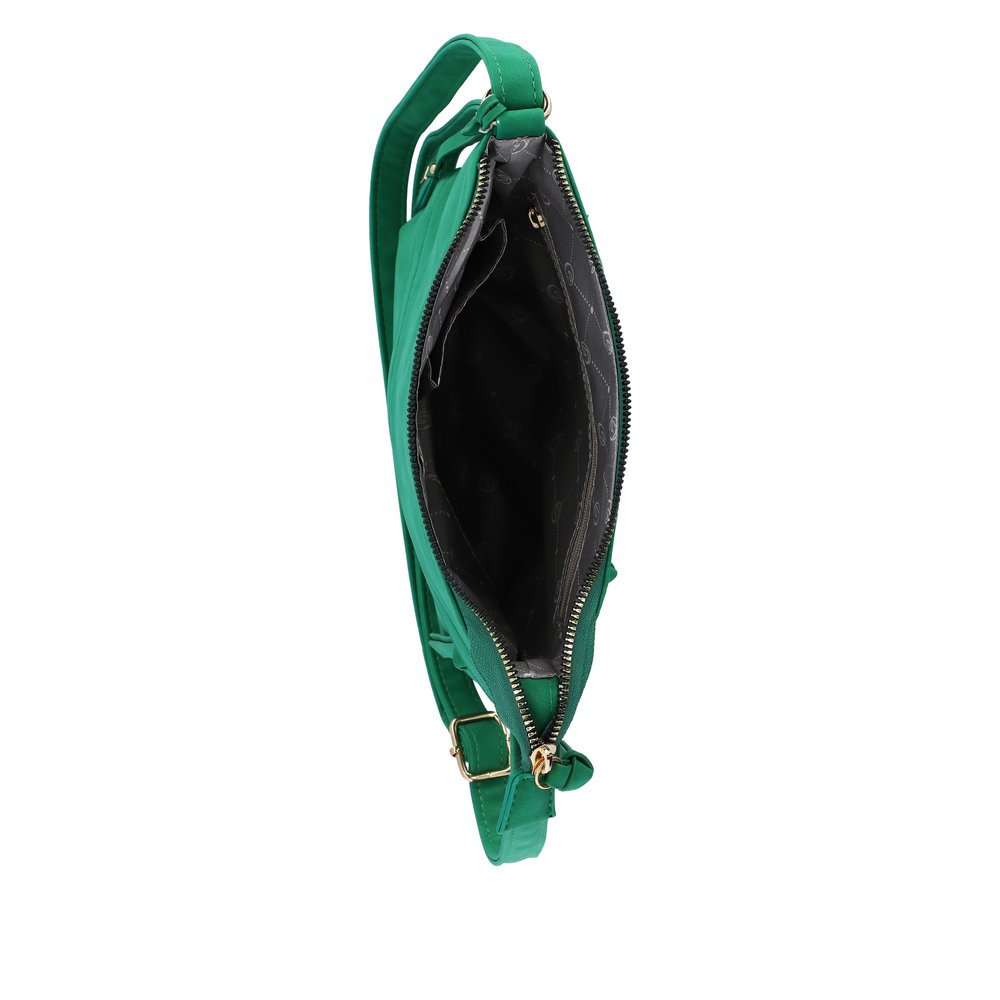remonte handbag Q0619-55 in green with zipper and two small inner pockets. Open.