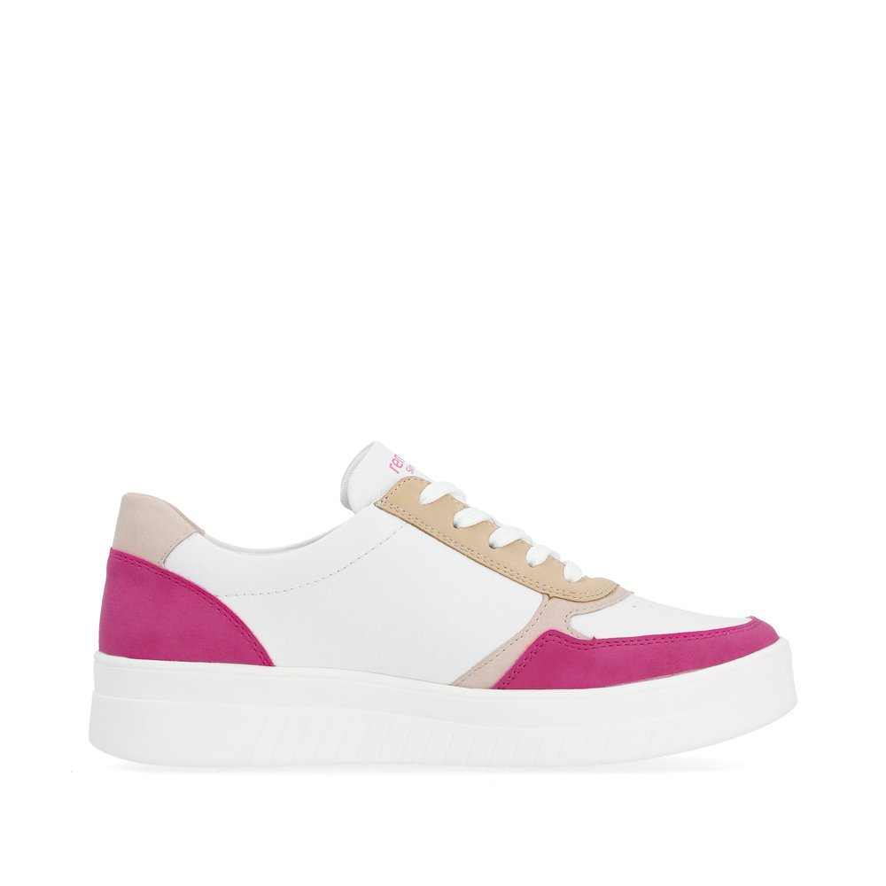 White remonte women´s sneakers D0J01-84 with zipper and a soft exchangeable footbed. Shoe inside.