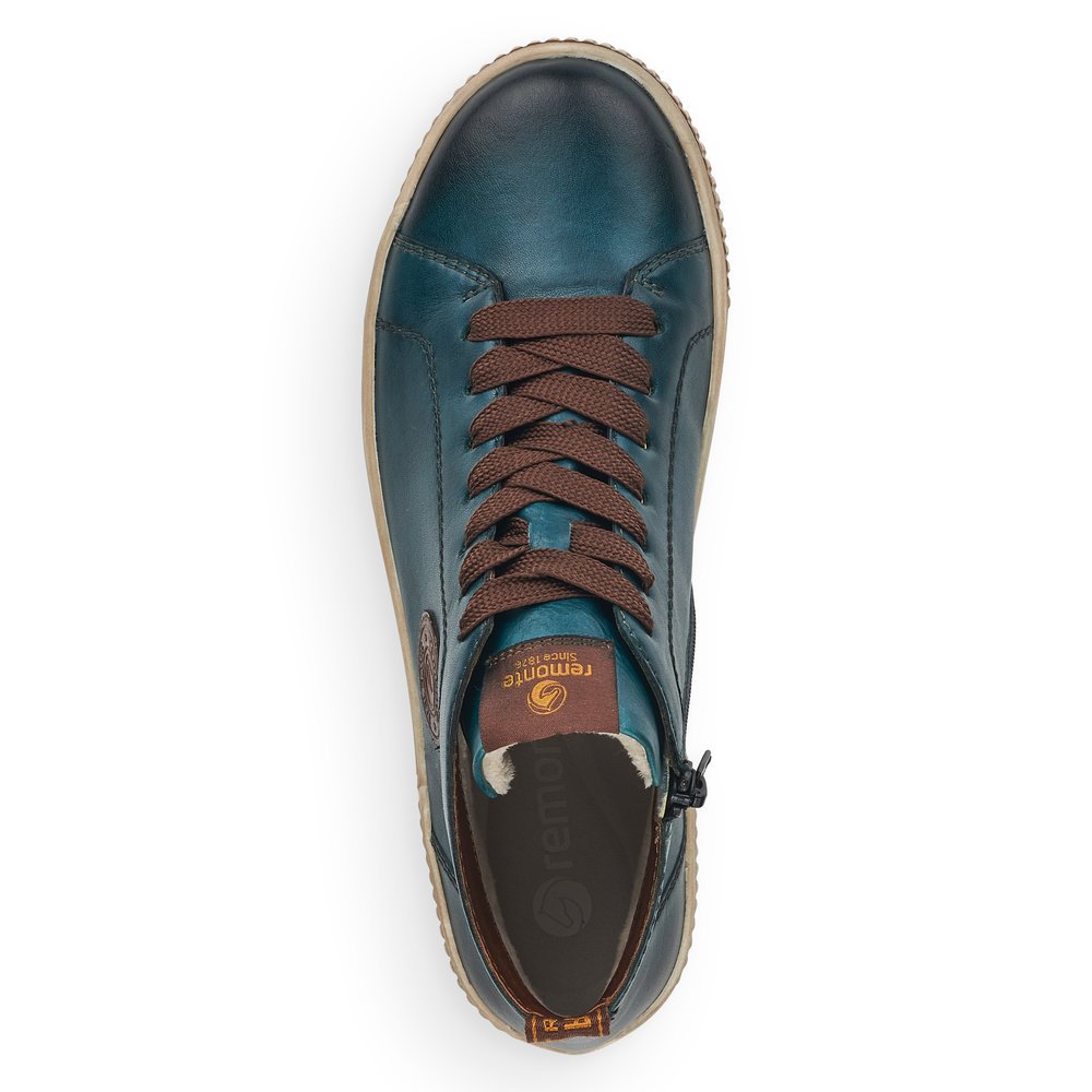 Pacific blue remonte women´s lace-up shoes D0771-12 with remonteTEX technology. Shoe from the top.