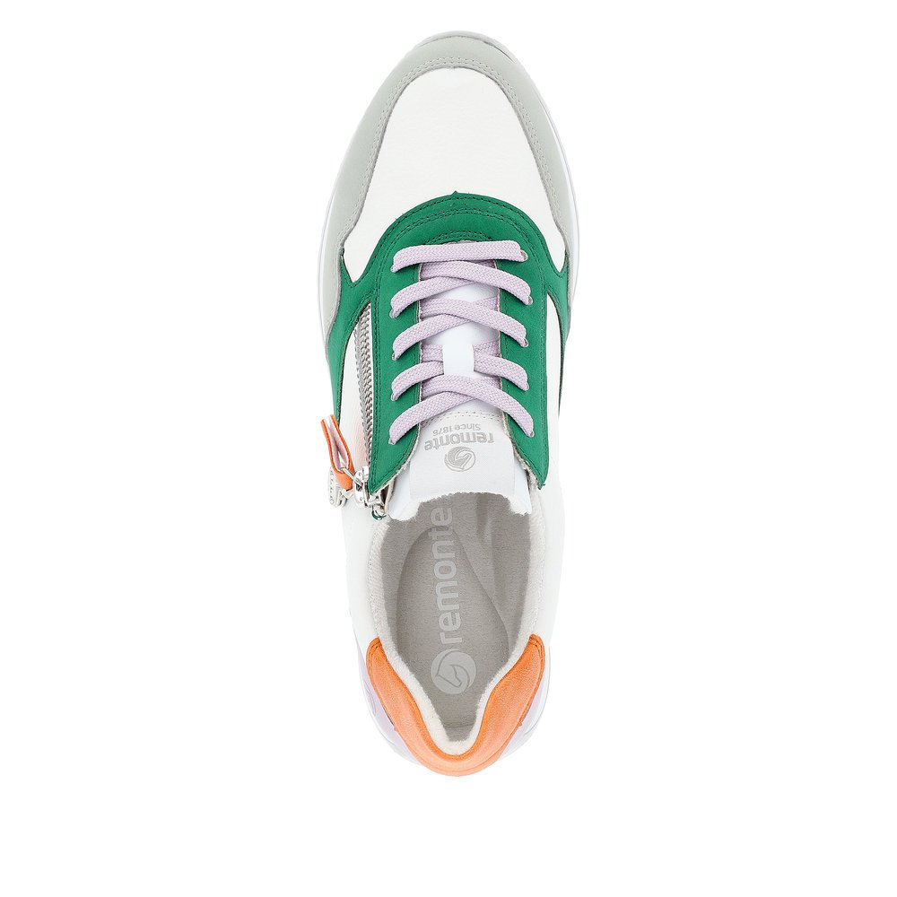 White remonte women´s sneakers D0H01-83 with zipper. Shoe from the top.