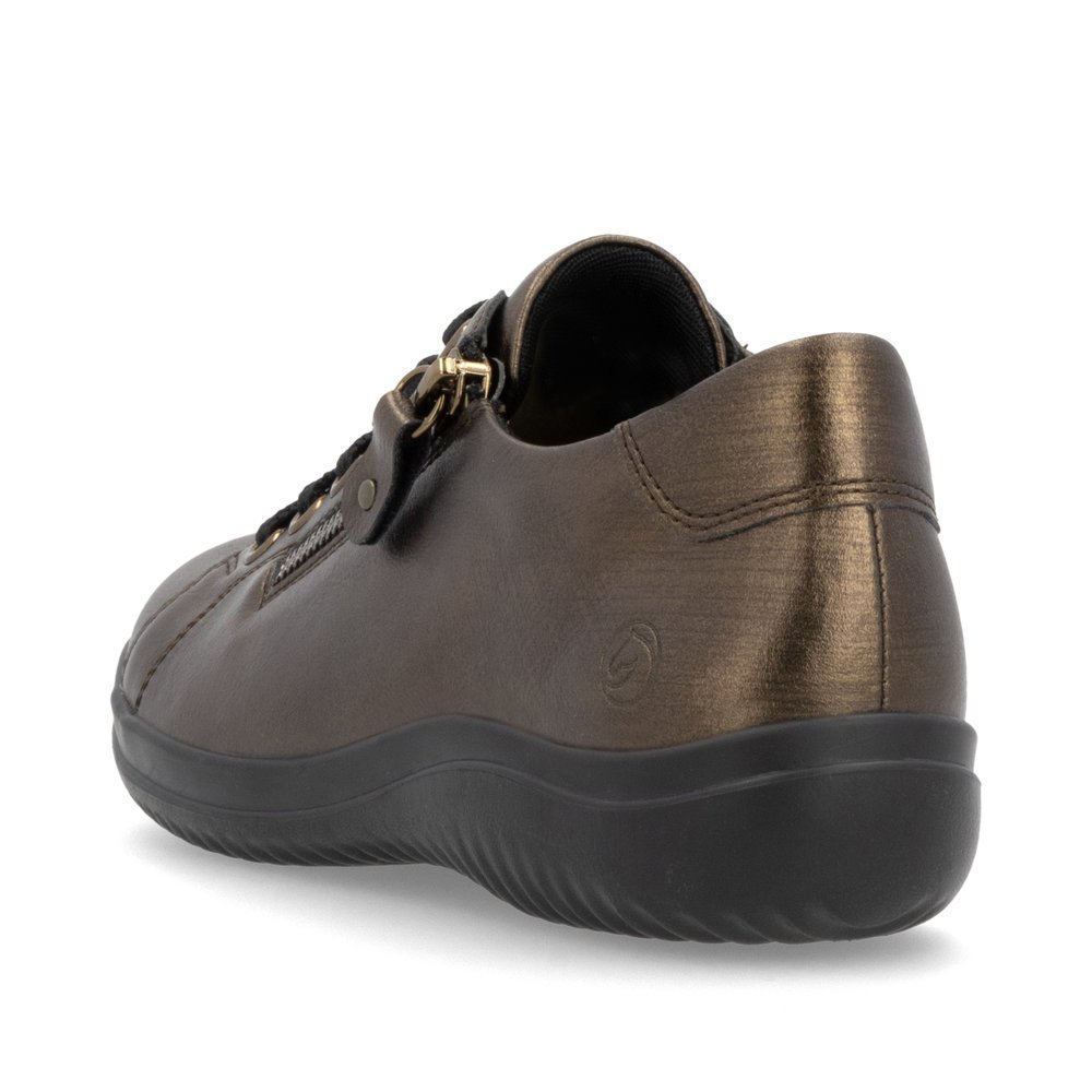 Bronze remonte women´s lace-up shoes D1E03-25 with a zipper. Shoe from the back.