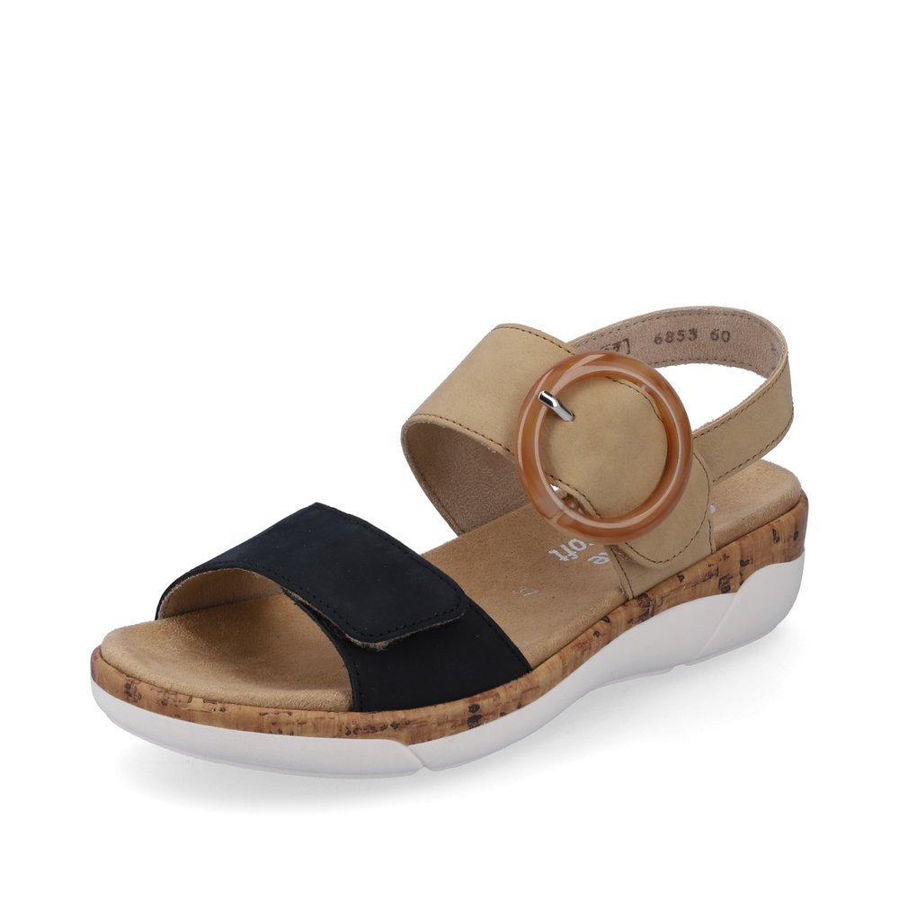 Beige remonte women´s strap sandals R6853-60 with a hook and loop fastener. Shoe laterally.