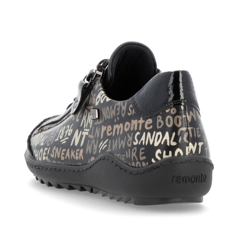 Black remonte women´s lace-up shoes R1402-09 with remonteTEX technology. Shoe from the back.