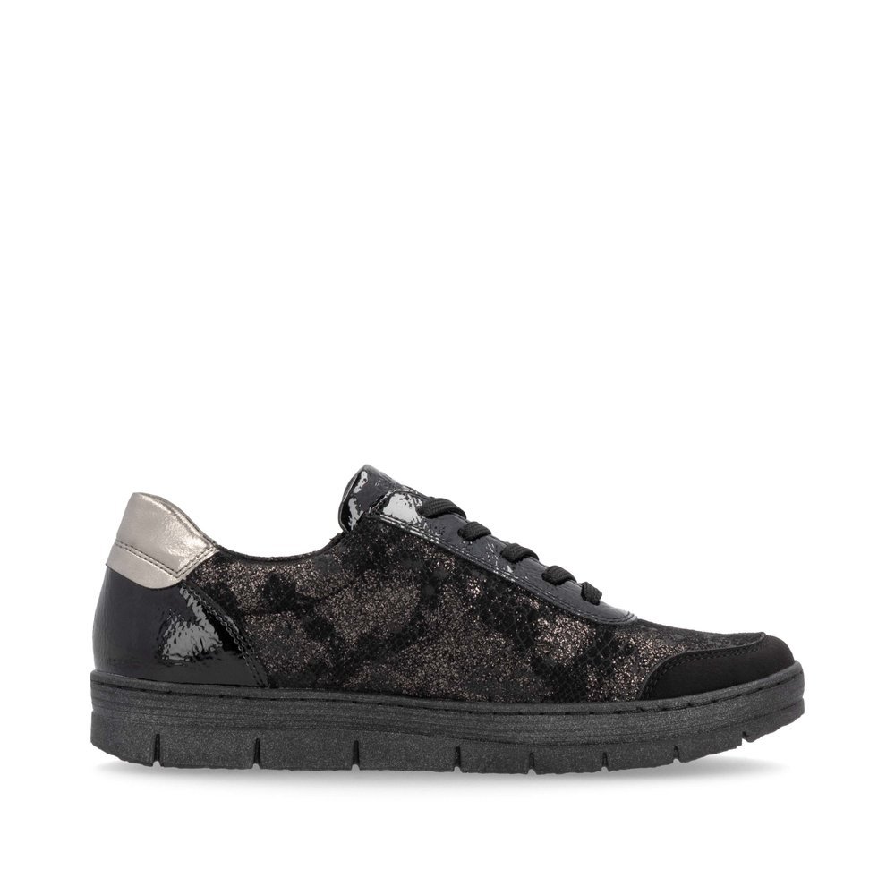 Black remonte women´s sneakers D5831-03 with a zipper as well as a removable insole. Shoe inside.