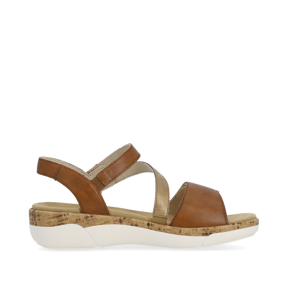 Brown remonte women´s strap sandals R6860-24 with a hook and loop fastener. Shoe inside.