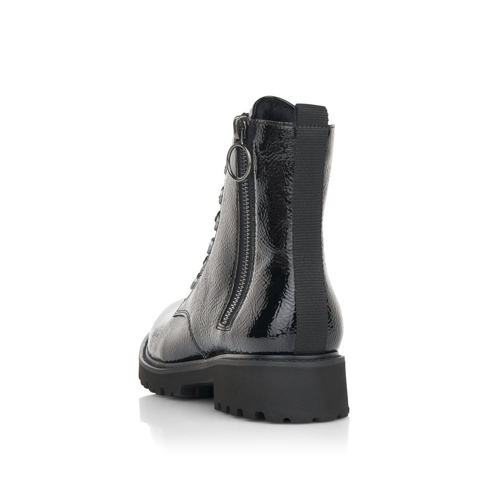 Bottes des motards remonte noires pour femme D8671-02. Chaussure vue de l'arrière.