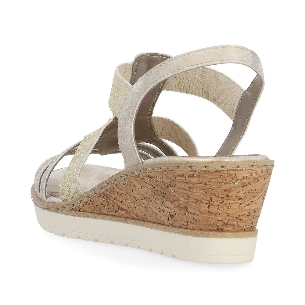 Golden remonte women´s wedge sandals R6264-90 with an elastic insert. Shoe from the back.