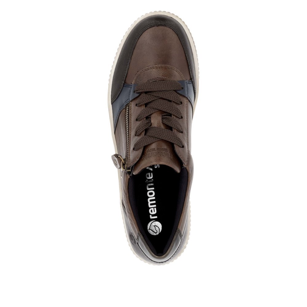 Cinnamon brown remonte women´s lace-up shoes D0701-22 with remonteTEX technology. Shoe from the top.