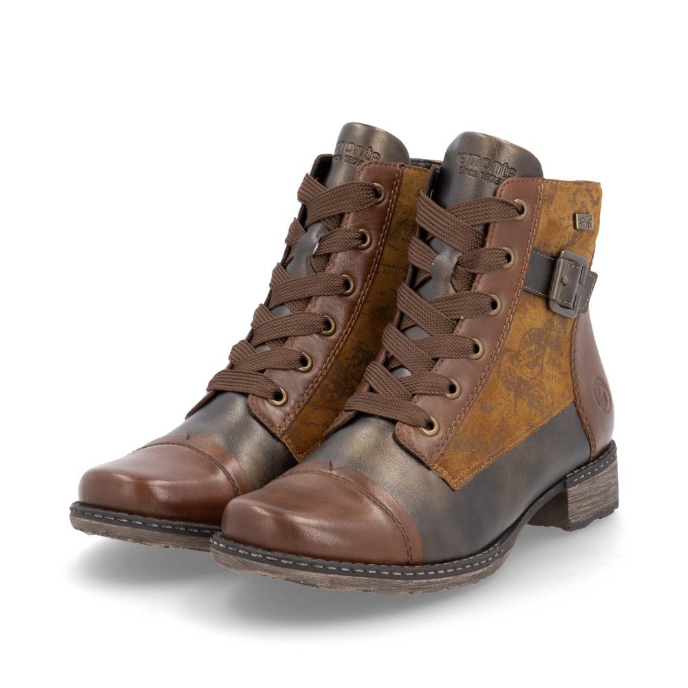 Bottines remonte marron pour femme D4381-24 avec membrane remonteTEX. Chaussures inclinées sur le côté.