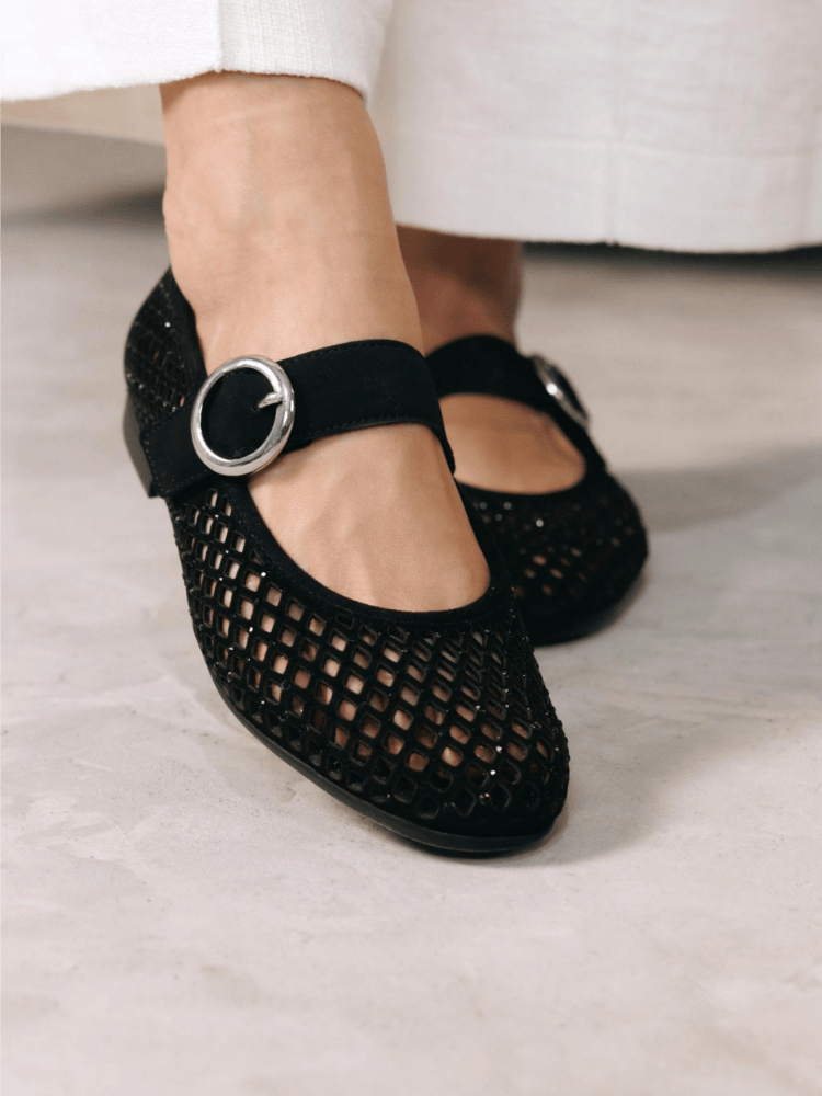 Ballerinas mit Netz-Muster in schwarz von remonte