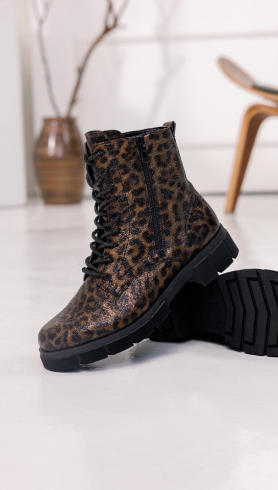 Vegane Schnürstiefel mit Leoprint D2S72-90 von remonte